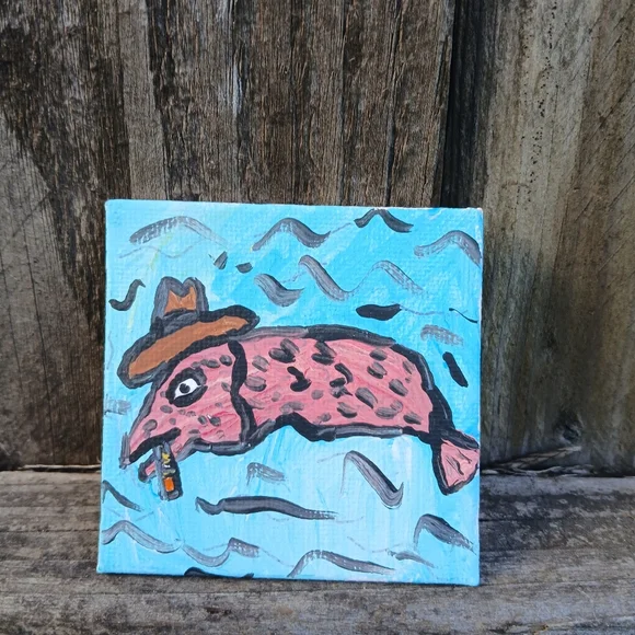 Fish In Hat Painting Mini - Picture 12 of 12